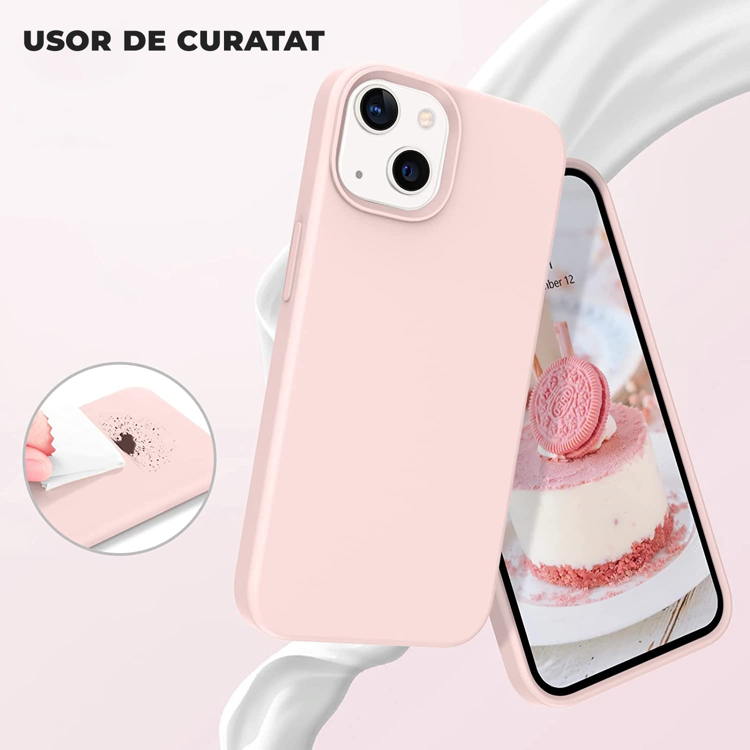 Husa Silicon pentru iPhone 15, Roz, Ultra Slim, Silicon, Calitate Premium, Interior din microfibra