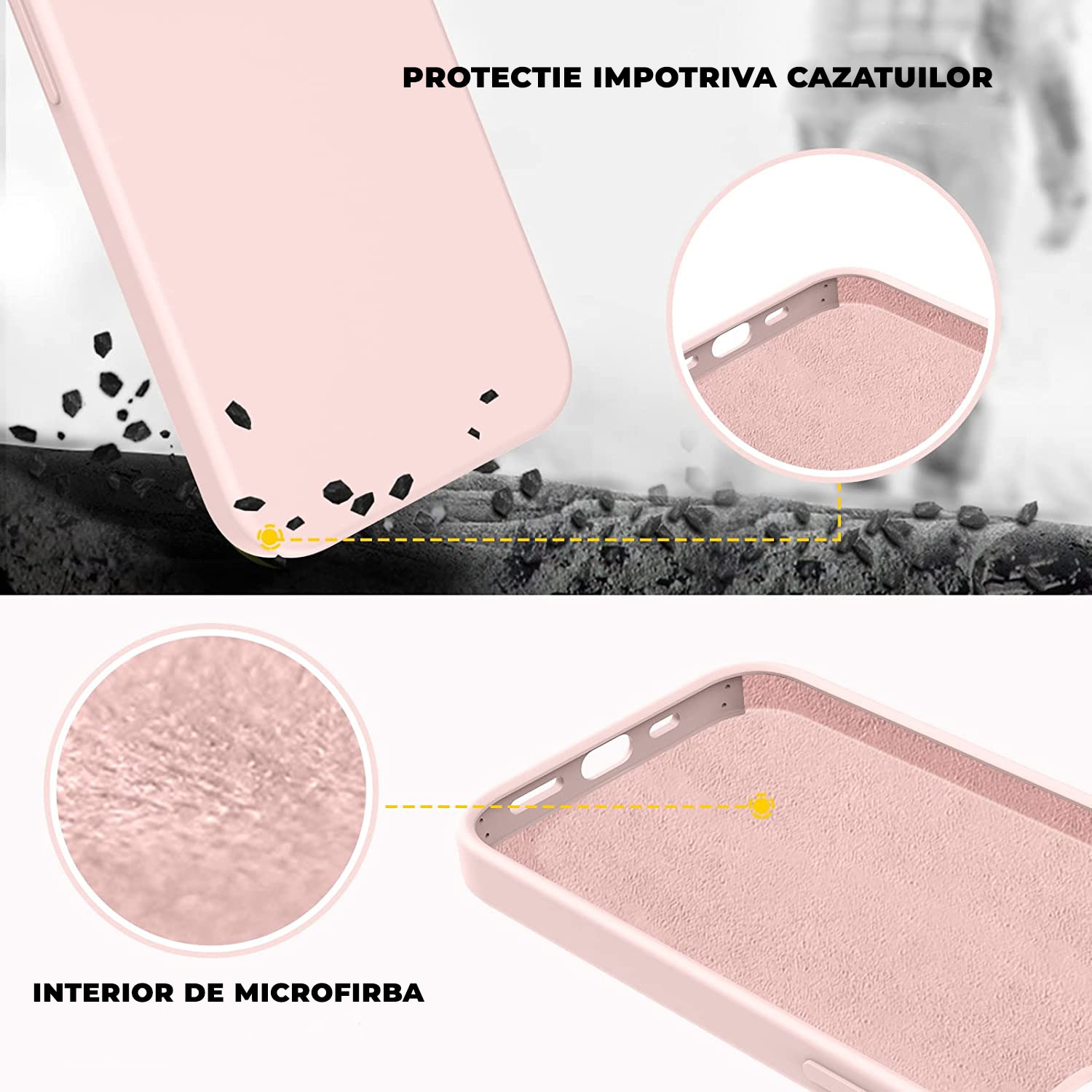 Husa Silicon pentru iPhone 15, Roz, Ultra Slim, Silicon, Calitate Premium, Interior din microfibra