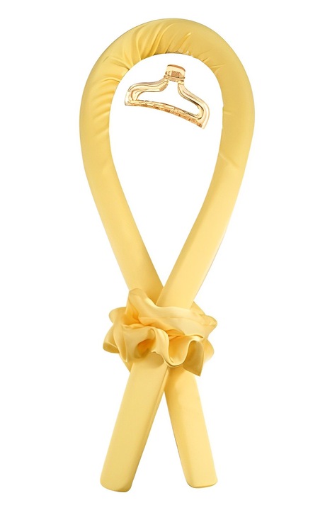 Set Ondulator fara caldura pentru par cu 2 Elastice matase si 1 Clama culoare galben