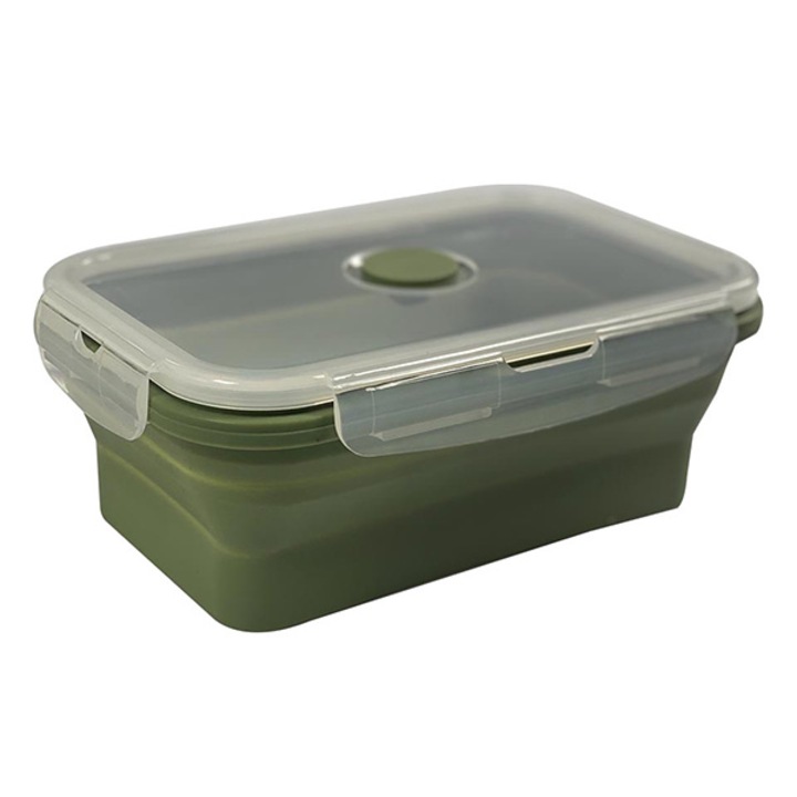 Caserola lunch box pliabila din silicon, compatibila cuptor microunde, Frandis, 0.54 litri, verde gri