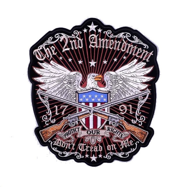 Petic textil brodat mare pentru motociclisti The 2nd Amendment Protect Our Rights 29.5x26.5 cm