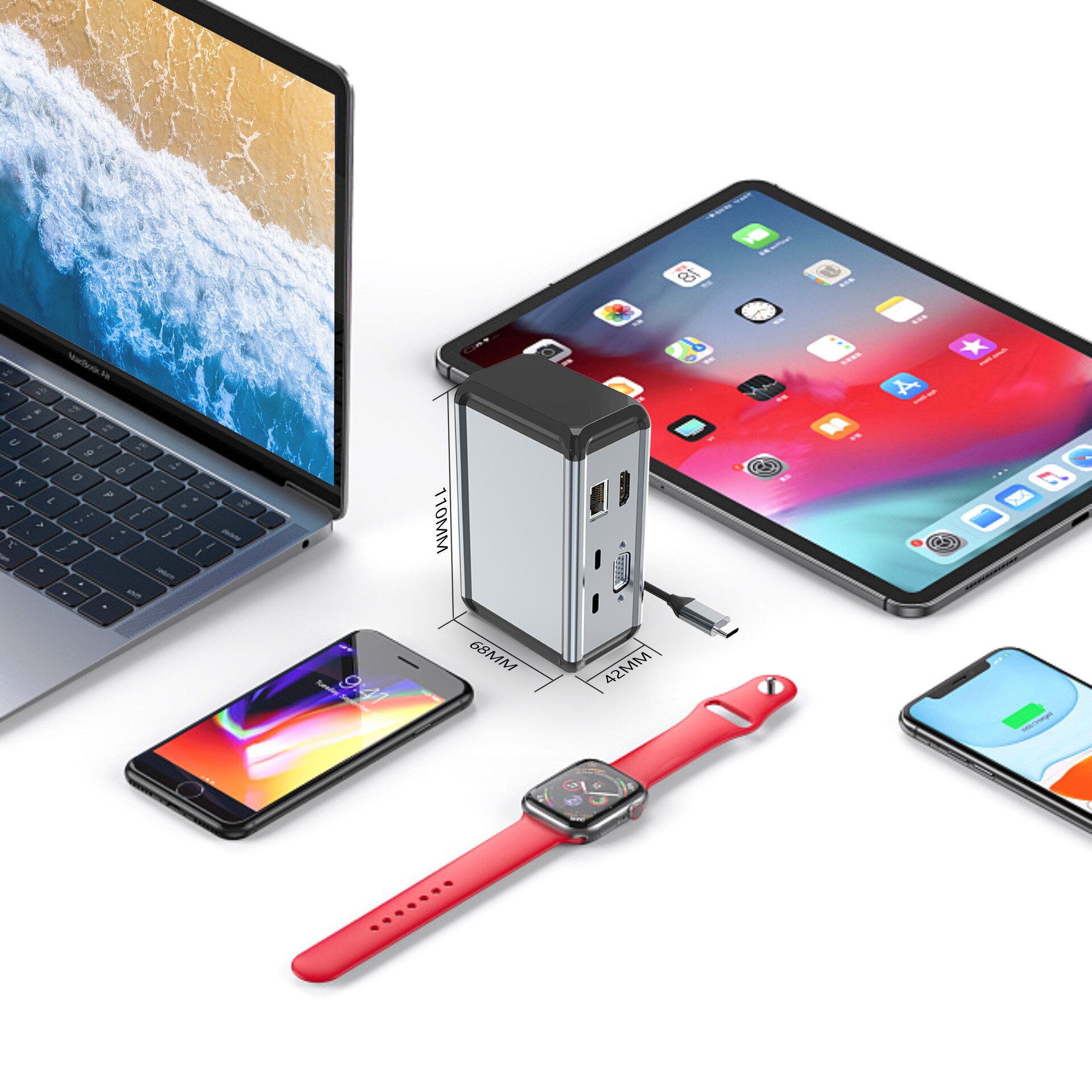 Compact Multiport Hub Hub Adaptor Multiport 12 in 1, SDLOGAL, Multi-functional, USB-C la 12 ...