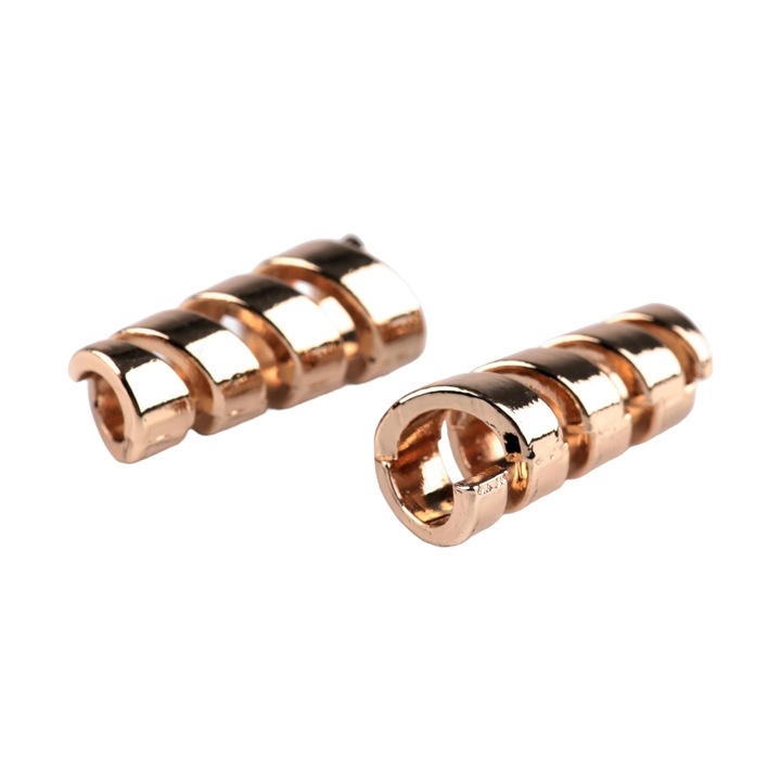 Set 2 terminatii metalice pentru snur 4 mm Auriu rose