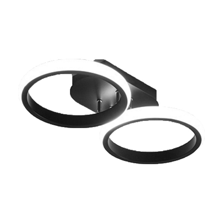 LED плафон, лампа за инструменти, алуминий, 2 пръстена, размер 34,5 * 17 см, 20w, 220v, черен