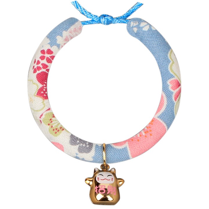 Zgarda ajustabila pentru caini si pisici, model floral, 25 - 40 cm circumferinta, Multicolor