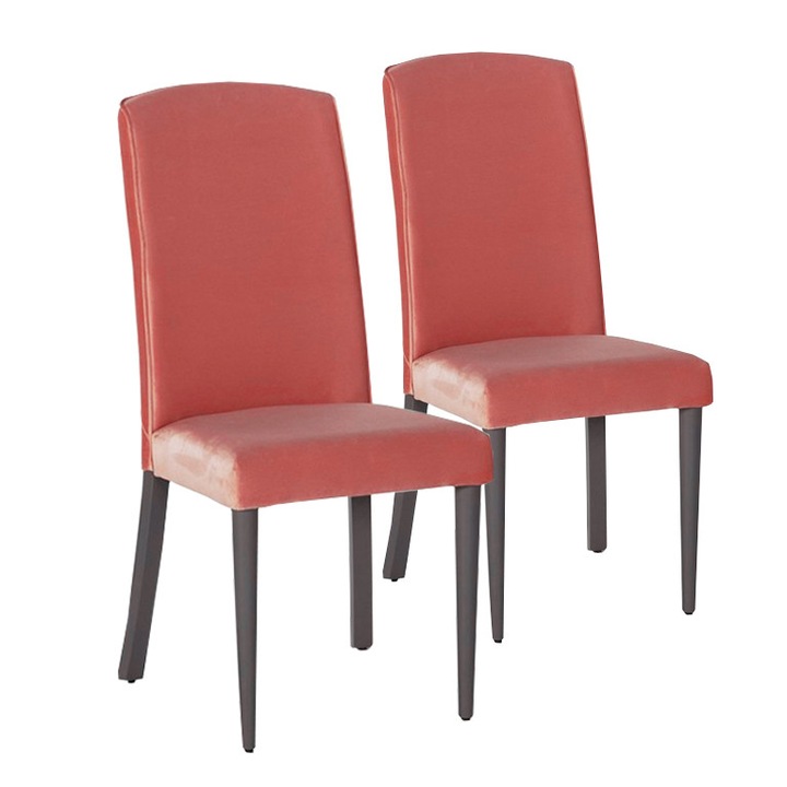 Set 2 Scaune PRD, tapitate, catifea, roz, l45xA48xH92 cm