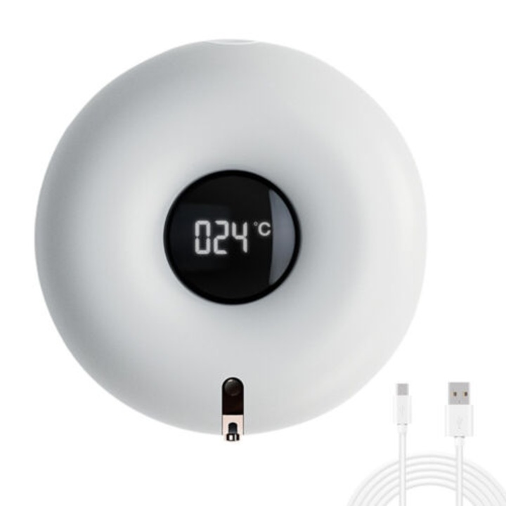 Újratölthető adagoló, habszappanhoz, LED vezérlőpanellel, automata infravörös érzékelővel a környezeti hőmérséklet érzékelésére, 13,5 X 13,5 X 5,9 cm