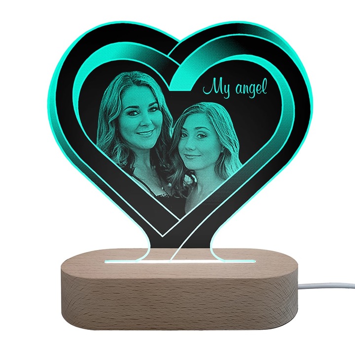 Veioza My Angel LED Plexiglass Verde Personalizabil