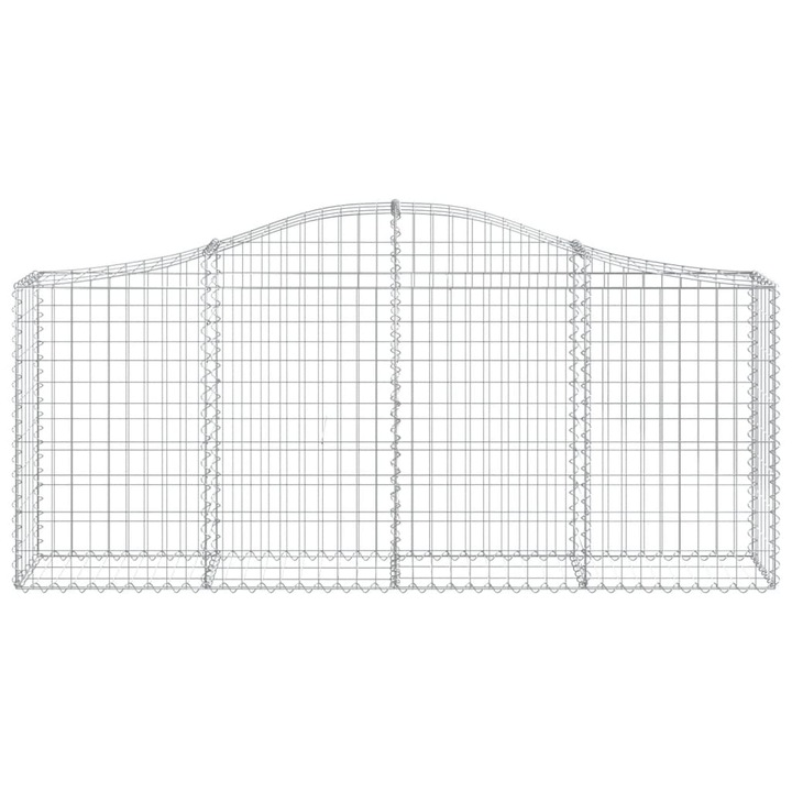 Комплект от 10 габионни огради, Zakito Europe, Желязо, 200x30x80/100 см, подсилени куки, Сребро