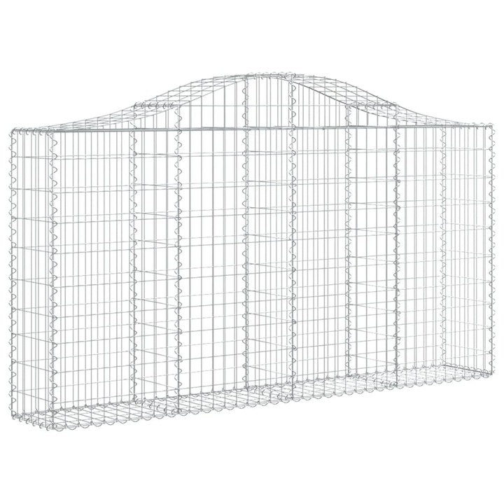 Комплект от 10 габионни огради, Zakito Europe, Желязо, 200x30x100/120 см, Сребро