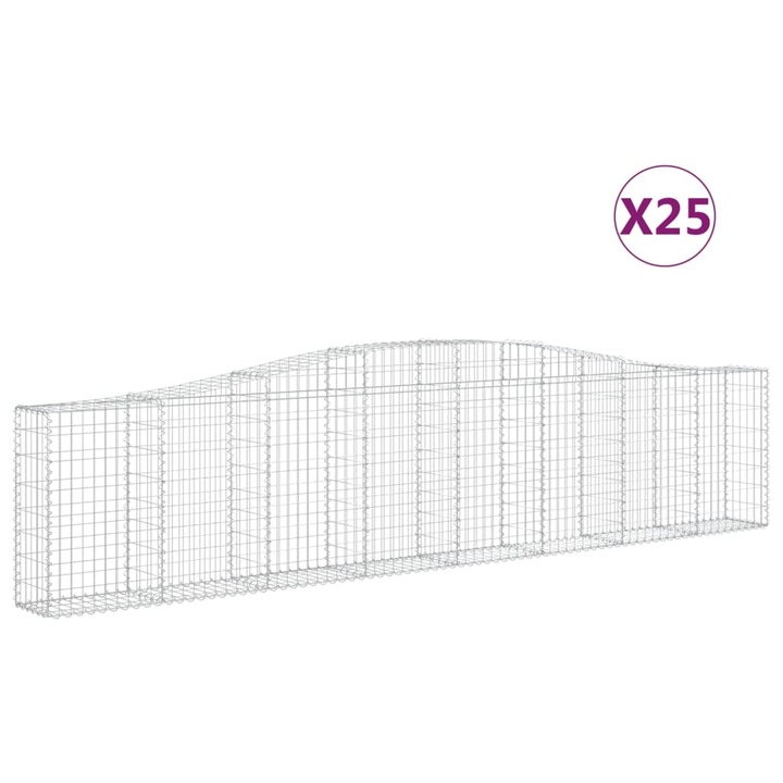 Set cosuri gabion arcuite 25 buc vidaXL, 400x30x80/100 cm, fier galvanizat 34.2 kg 3145824