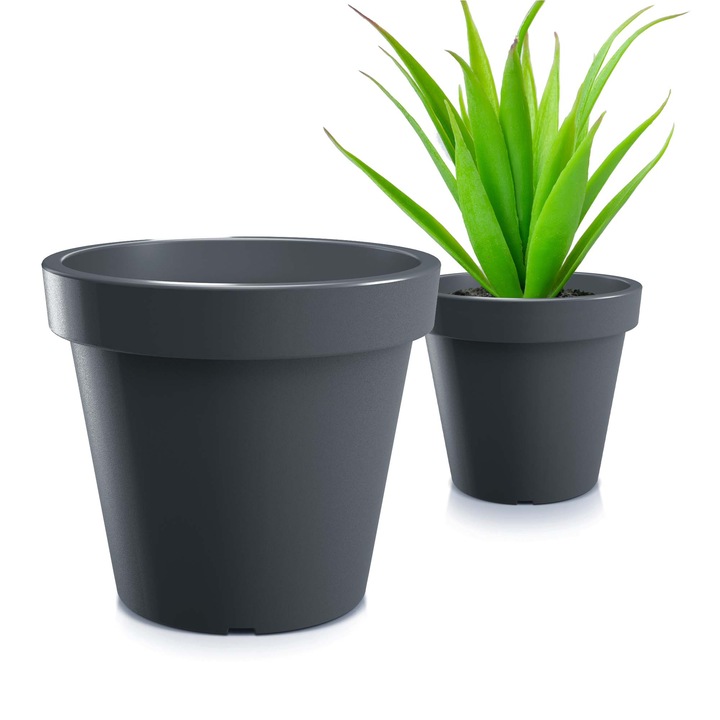 Virágcserép dekoratív virágtartó Edény, Prosperplast, LOFLY, DLOF300, Antracit, 29,3 cm