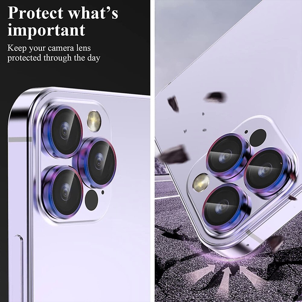 POROLIR for iPhone 15 Pro/iPhone 15 Pro Max Camera Lens Protector, Metal  Ring Plus 9H Tempered Glass Screen Protection Case Friendly Camera Cover  for