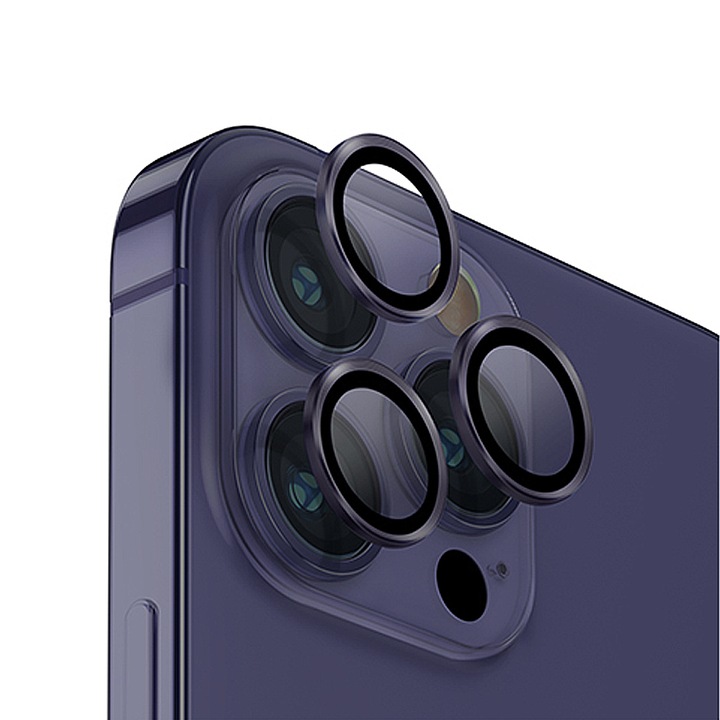 Защитни лещи за камера за Apple Iphone 14 Pro Max, 9H защитно стъкло, против надраскване, удароустойчив, метален протектор, лесно приложение, Aziao Tech, лилаво