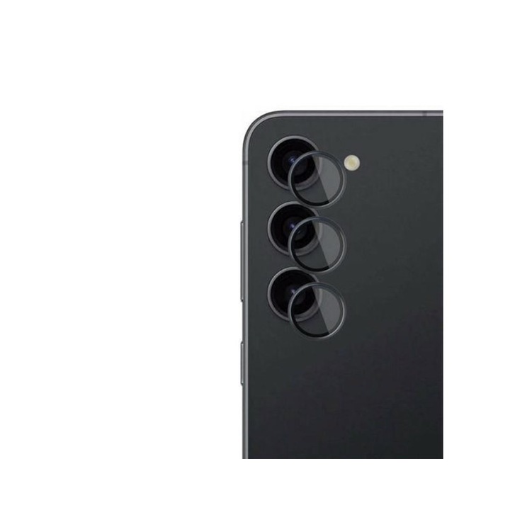 Протектор за камера 3MK, Protection Pro, съвместим със Samsung Galaxy S23, Стъклен, Прозрачен, С черна рамка