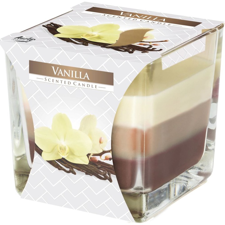 Ароматизирана свещ в чаша в три цвята Vanilla