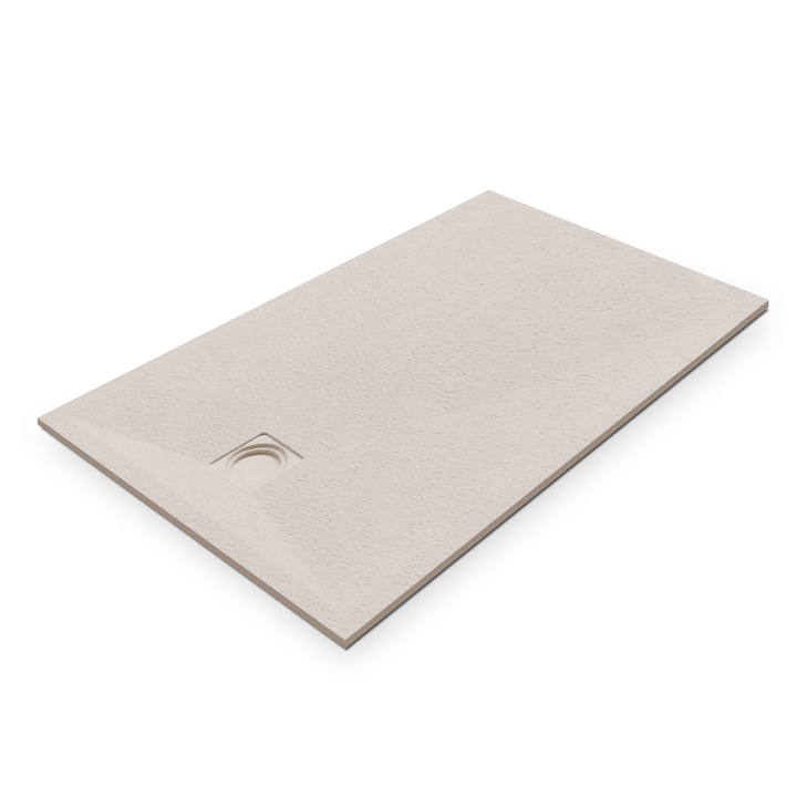 Cadita dus rectangulara, West Eliza, compozit, crem, design slim, 120 x 70 cm