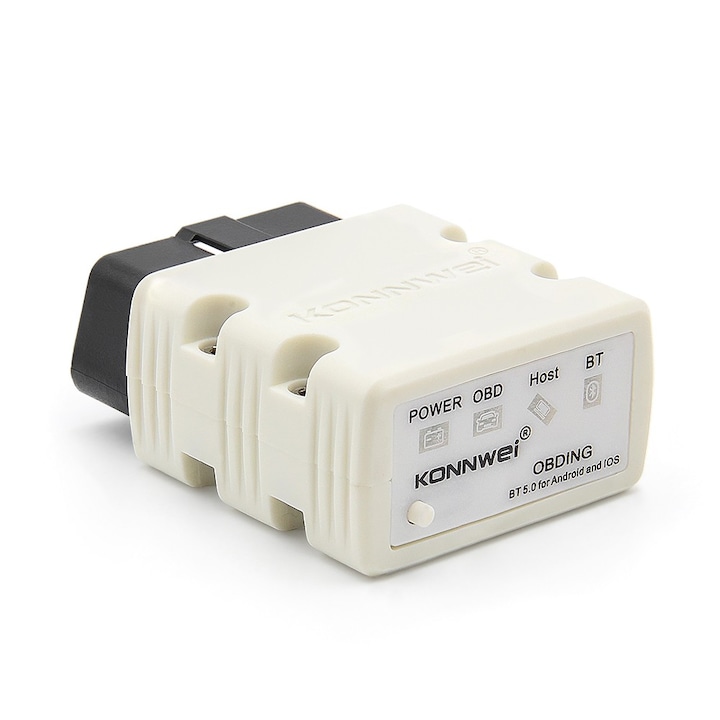 Techstar KONNWEI KW902 autódiagnosztikai és kiolvasó eszköz, Mini ELM327, Bluetooth 5.0, OBD2, Android és Windows PC kompatibilis, fehér