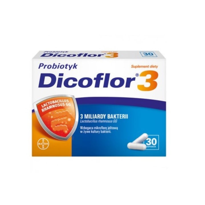 Хранителна добавка Bayer Dicoflor 3, Възстановяване на чревната микрофлора 30 капсули