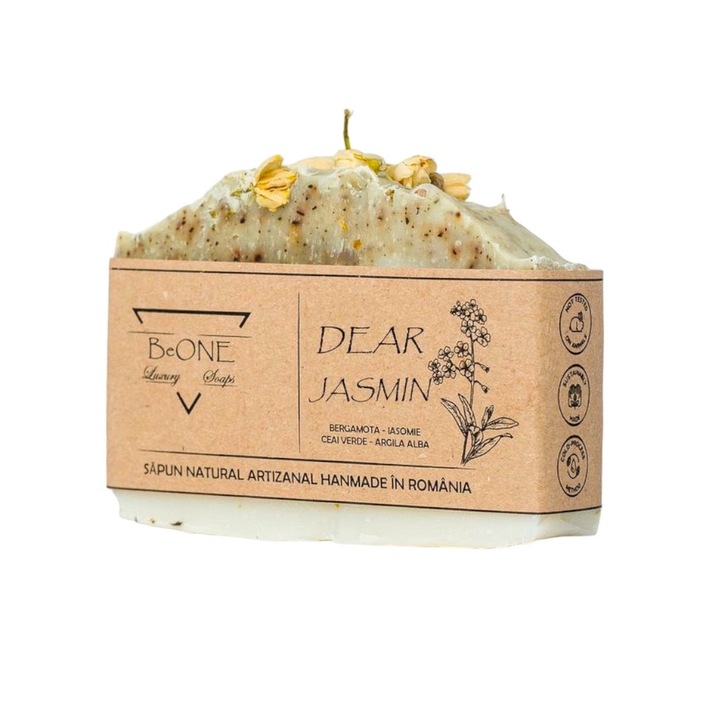 Натурален сапун Dear Jasmin от растителни масла и масла, етерично масло от бергамот и абсолю от жасмин, 125гр