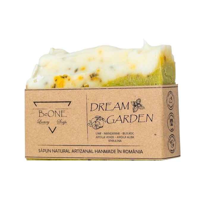 Натурален сапун Dream Garden от растителни масла и масла, и етерични масла от лайм, мандарина и босилек, 125гр