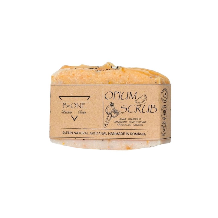 Натурален сапун Opium Scrub с натурални масла и маслени извлеци и етерични масла от лимон, грейпфрут и лимонена трева, 125гр