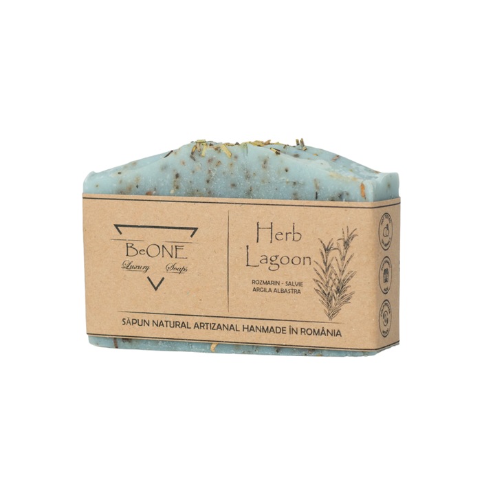 Натурален сапун Herb Lagoon от растителни масла и масла и етерични масла от розмарин и градински чай, 125гр