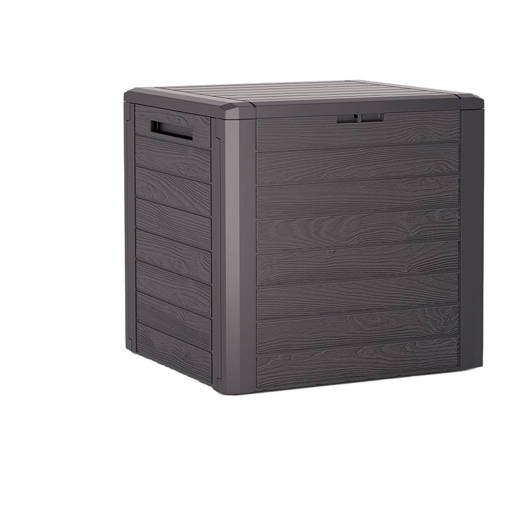 Градинска кутия за съхранение, Prosperplast, WOODEBOX, Пластмаса, 140 л, Кафява