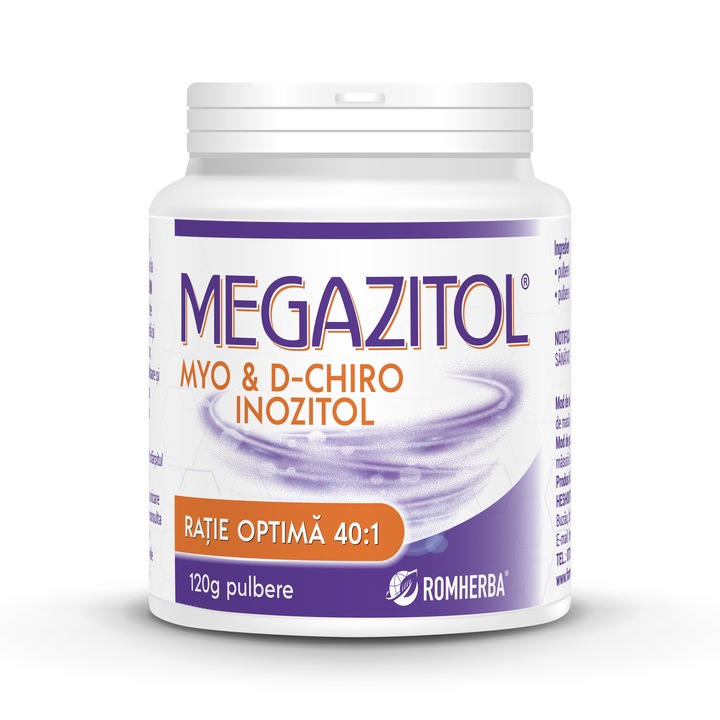 Supliment alimentar, Megazitol 40:1 myo-inozitol & D-chiro-inozitol, 120g pulbere, Romherba