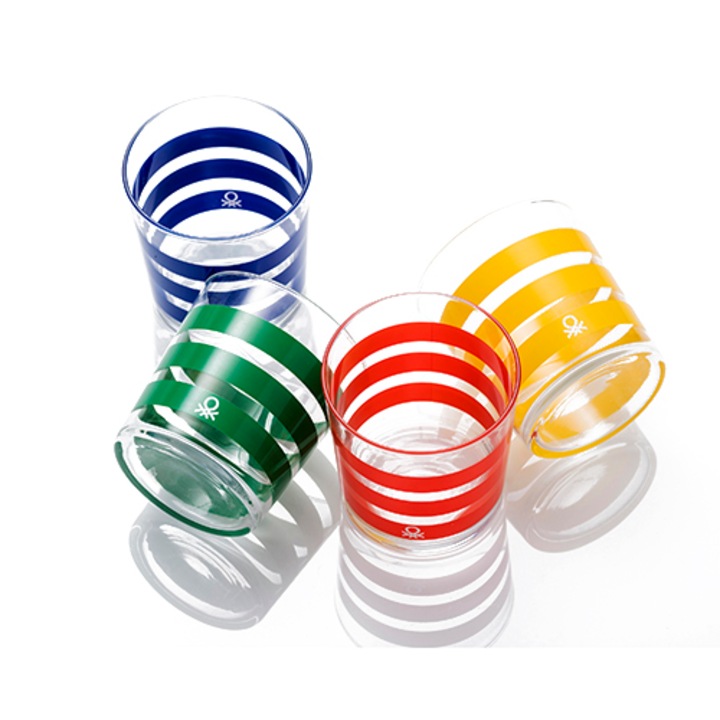 Set 4 Pahare, Benetton, 345 ml, Multicolor