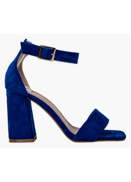 Sandale dama cu toc, Moda Stil, Azura, Piele intoarsa, Albastru