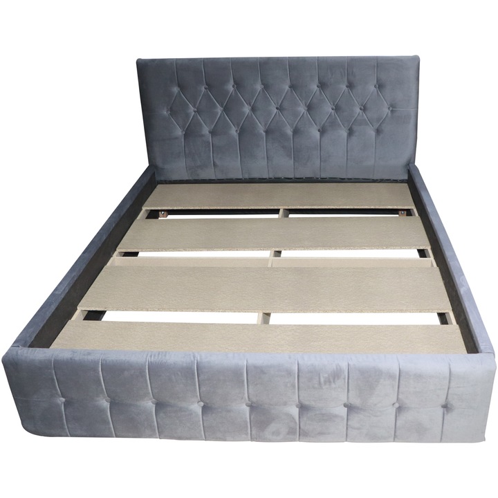 Nefmob Petra Kárpitozott ágy, méretei 213x168x101 cm, ajánlott matrac méret 160x200, szürke