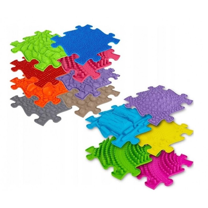 Covoras senzorial, Askato, Plastic, 13 piese, Multicolor