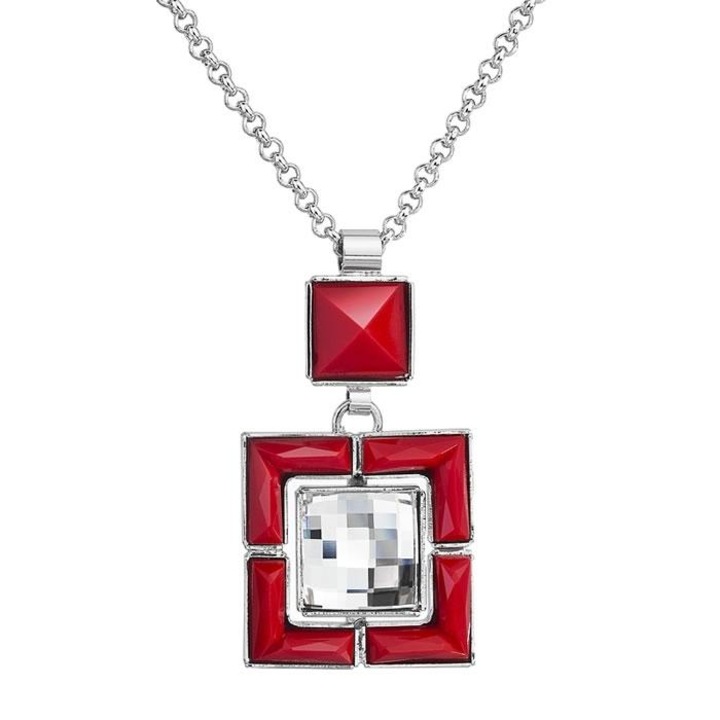 Colier cu cristale Swarovski FaBOS, Crystal / Red 7430-5966-03, Rosu, Argintiu