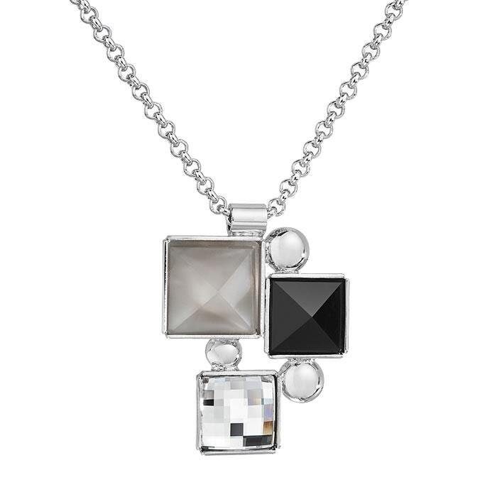 Colier cu cristale Swarovski FaBOS, Colourmix (black) 7430-6002-03, Multicolor, Argintiu, Negru