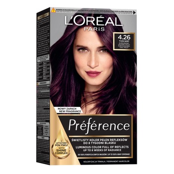 Vopsea de par permanenta cu amoniac L'Oreal Paris Preference 4.26 Violet Pur, 174 ml Vopsea de par permanenta cu amoniac L'Oreal Paris Preference 4.26 Violet Pur, 174 ml