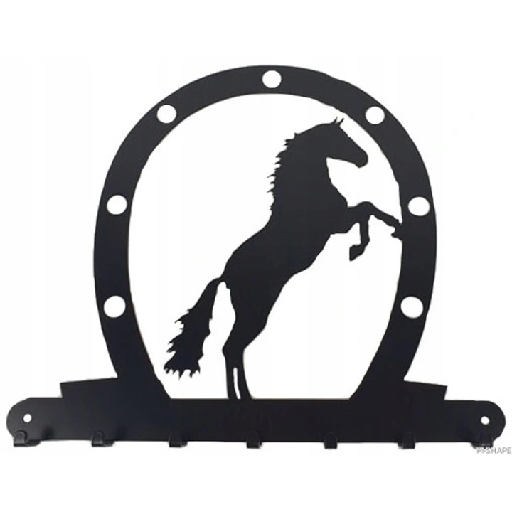 Cuier metalic decorativ, PI-Shape, Otel, 33x38 cm, Negru