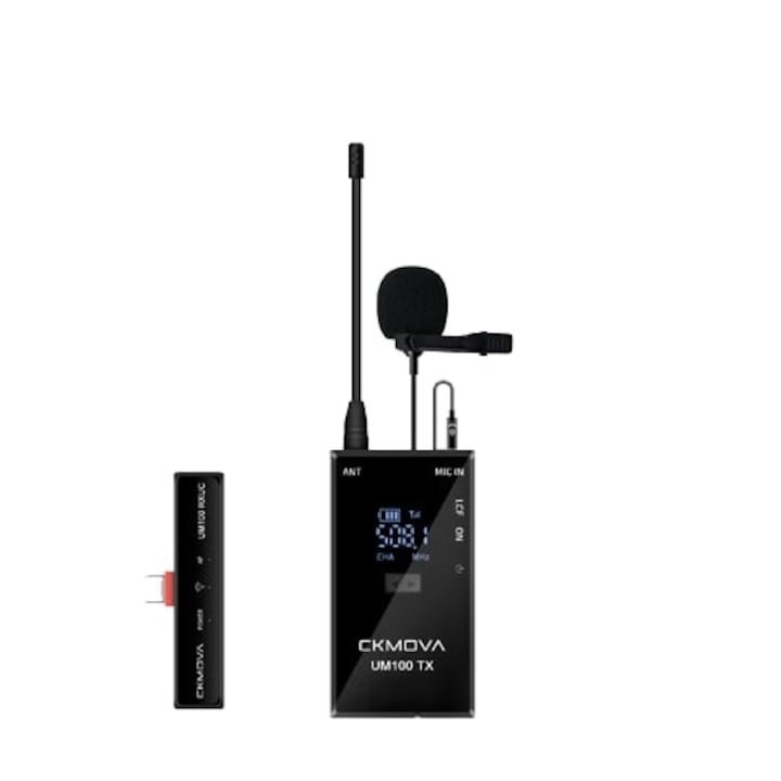 USB-C безжичен петичен микрофон CKMOVA UM100 Kit3, черен