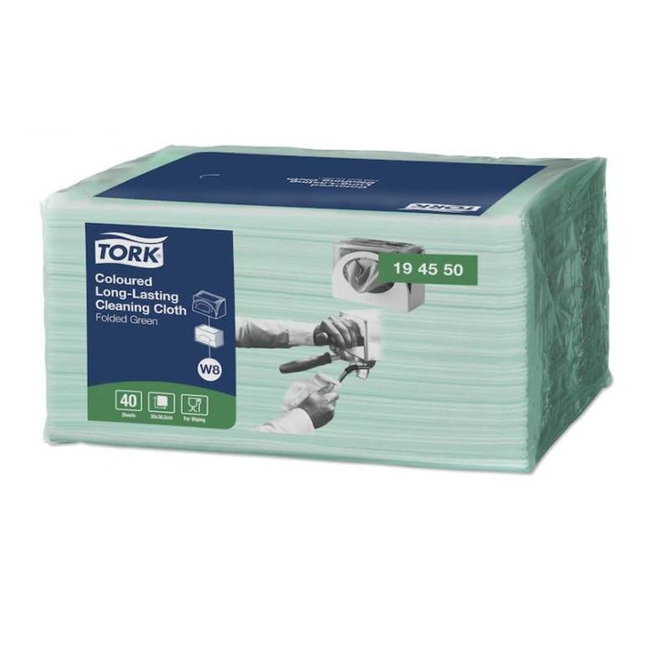 Комплект от 40 кърпи за многократна употреба, Tork, 1 слой, 38,5 x 40 см, зелен