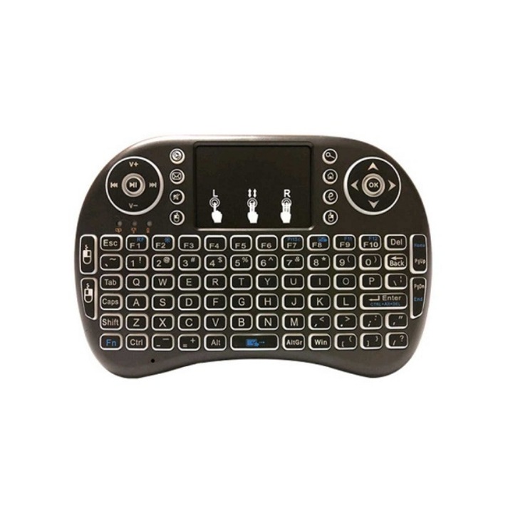 Tastatura wireless mini, Touchpad, 810mAh, Negru