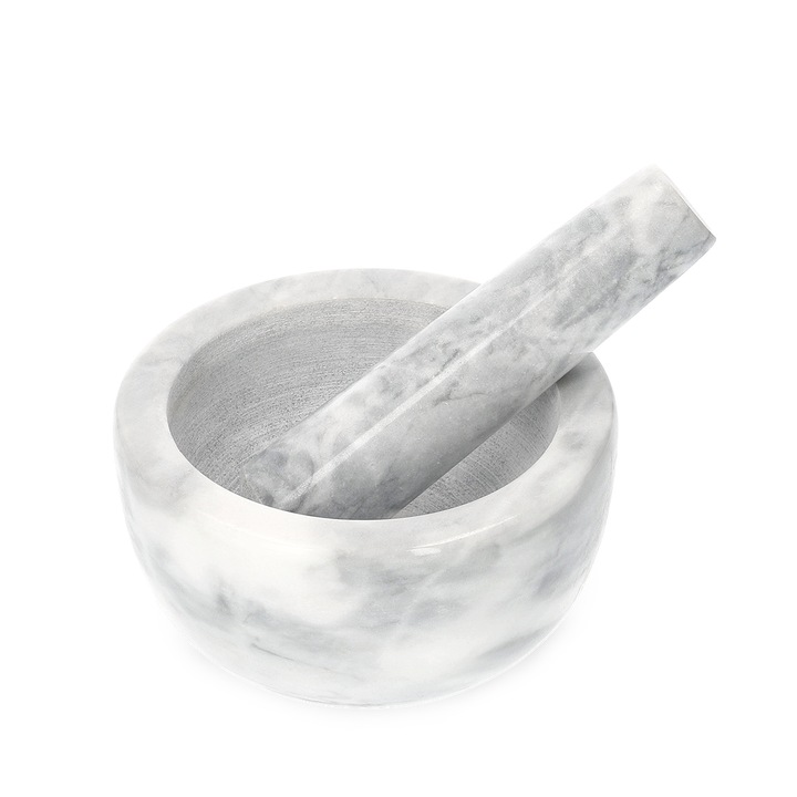 Mojar cu pistil, Homla, Marmura, 12cm, Gri