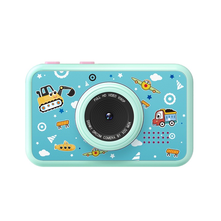 Camera foto compacta pentru copii Neovision, ecran 2,4 inch, camera selfie, player audio, Turcoaz
