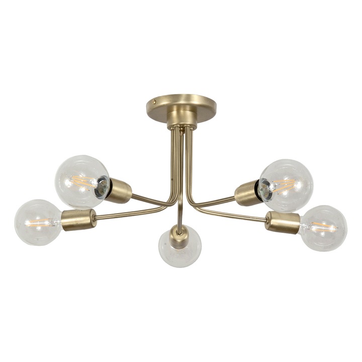 Candelabru simplu, EDYLIT, Metal, E27, 22x54 cm, Auriu