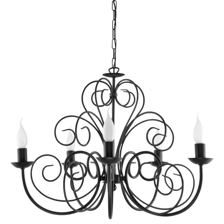Candelabru modern, EDYLIT, Metal, E14, Reglabil pe inaltime, 70x63 cm, Negru