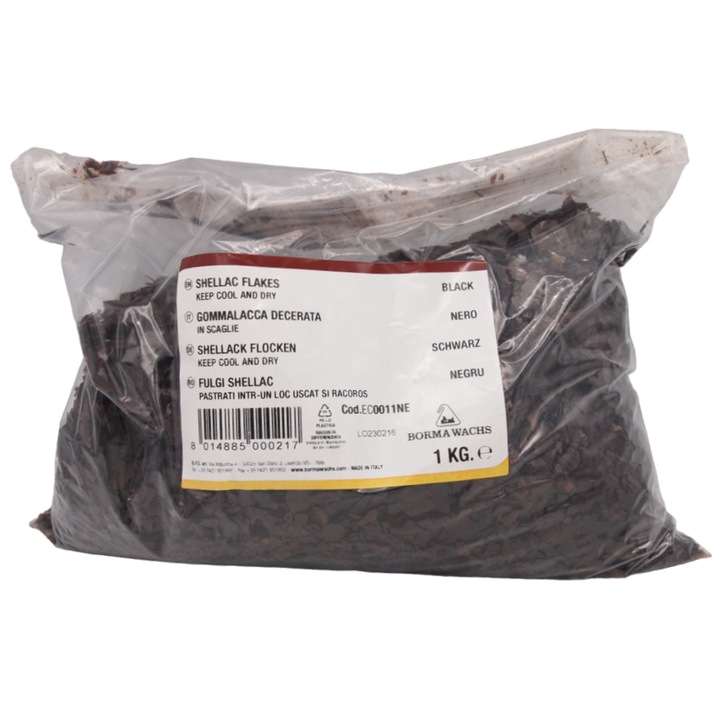 Fulgi de shellac, Borma Wachs, Schellac Flakes, 1 kg, culoare negru