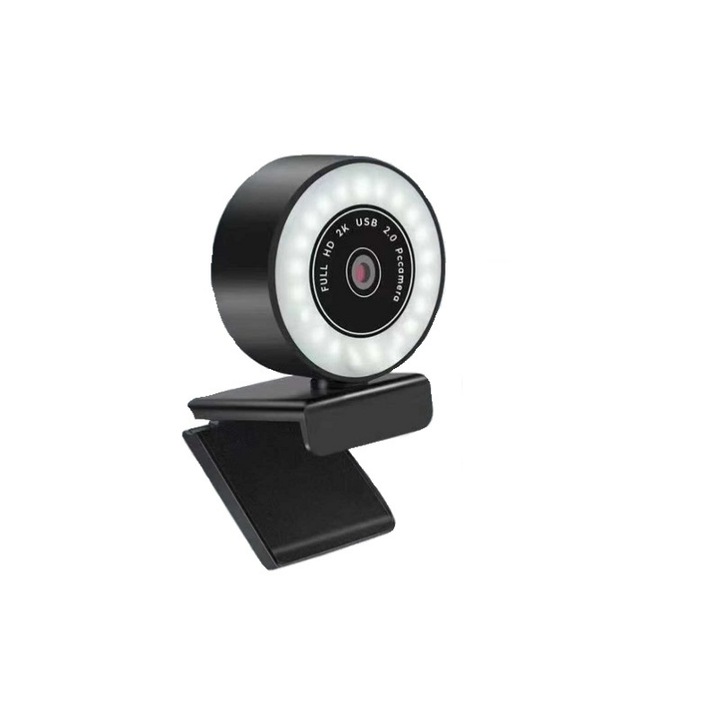 Webkamera, Full HD, USB 2.0, 4 MP, fekete