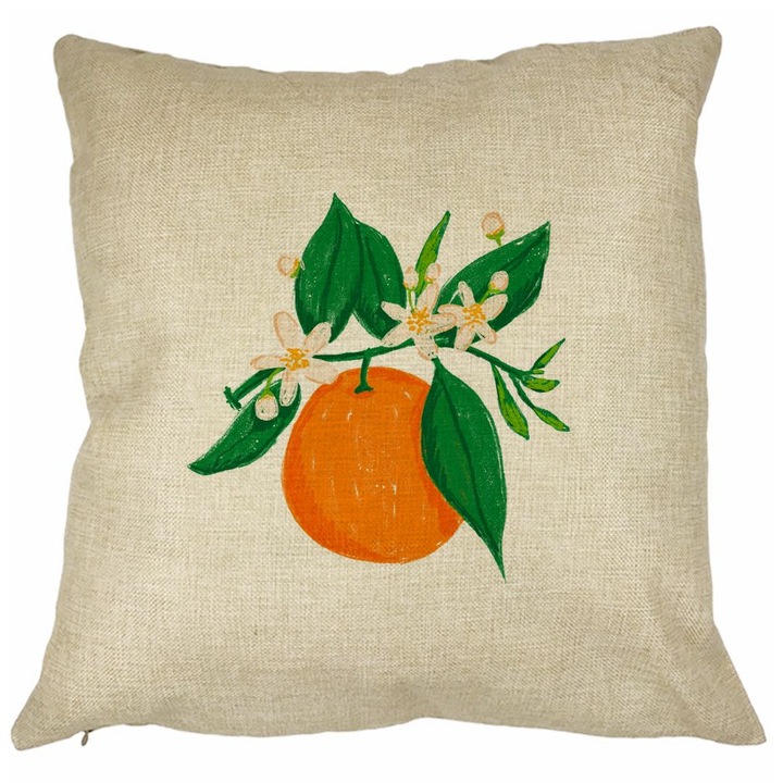 Narancssárga szögletes díszpárna, 40x40 cm