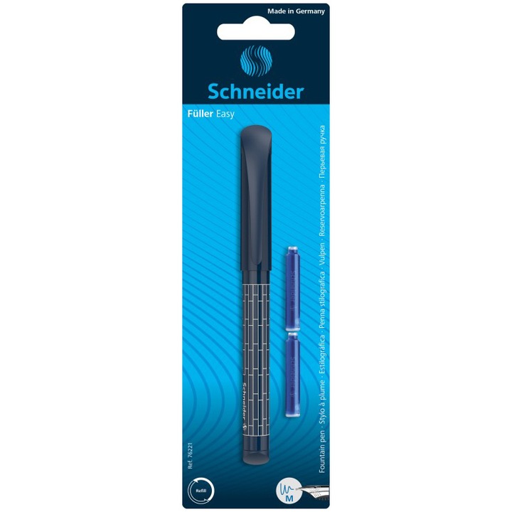 Писалка Schneider Easy Pen + 2 резерви, Блистер, Тъмносин