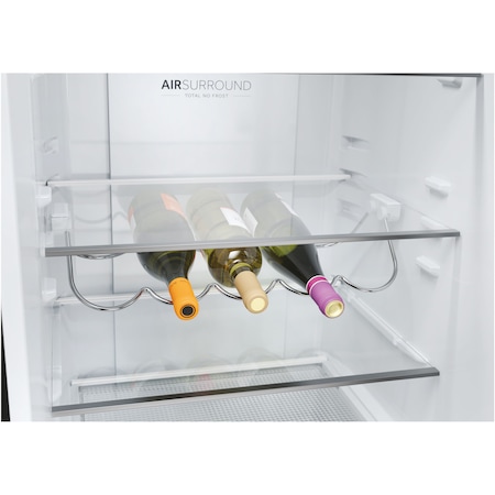 Combina frigorifica Haier HDW5620CNPD, 377 l, Clasa C, Total No Frost, WiFi, My Zone, Compresor Inverter, SuperFreezing, Display, H 200 cm, Dark Inox