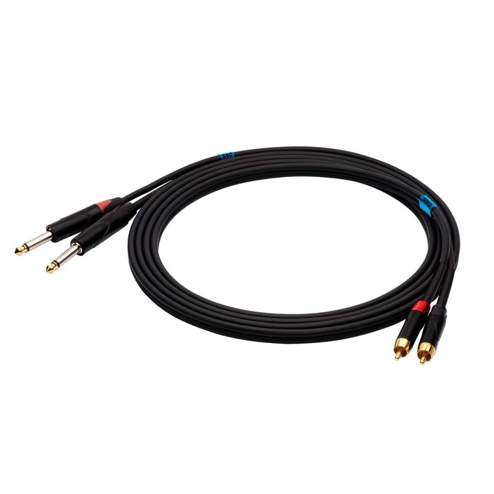 Audiokábel SSQ RCAJM, 2xJack 6,3 mm - 2xRCA, 5 m, fekete